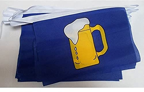 AZ FLAG - Fahnenkette Gelbes Bier 6 Meter Mit 20 Flaggen - 21x14 cm - Die Bar Ist Geöffnet Girlande Flaggenkette 14 x 21 Cm