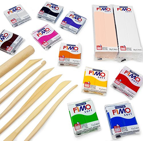 Fimo Soft 57 G (oz) horno hornear arcilla de moldeo por polimérica – gama completa de todos los 30 colores en claro cubo de almacenamiento