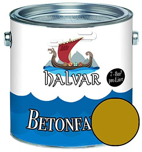 Halvar Betonfarbe/Bodenbeschichtung SEIDENMATT Gelb RAL 1000-1037 Fassadenfarbe (2,5 L, RAL 1027 Currygelb)