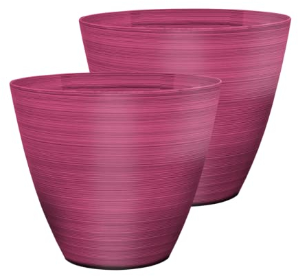 SG Traders Plastic Plant Pots Flower Pot with Drainage Holes, Garden Planters for Outdoor, Plant Containers for Home, Stylish Glossy Design Garden Flower Pots, Set of 2, 25cm,30cm Outdoor Flower Pots