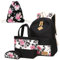 Neuleben Schultaschen 4 Set Schulrucksack + Handtasche + Federmäppchen + Turnbeutel aus Canvas für Damen Mädchen Kinder (Rot)