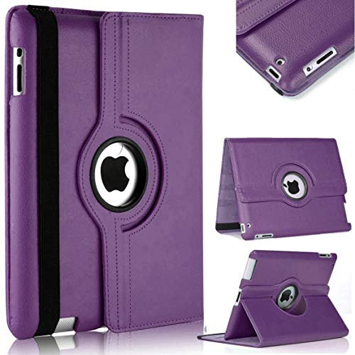 Rotate 360 Leather Case For Apple iPad Air 1, 2, 5th Generation, 6th Generation (Purple)