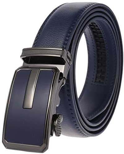 Anopo Cintura Uomo in Pelle Vera con Fibbia 3.1mm Lunghezza 110-130 cm | Cricchetto Nero Interno, Regolazione Continua, Tagliabile, Ideale per Affari, Jeans e Tempo Libero