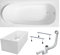 BADLAND Badewanne Original Weiß Acryl Wanne Rechteck MEDIUM 190x80 KOMPLETTSET SET mit Premium Wannenträger + Füßen und Exklusive Chrom Automatik Ablaufgarnitur Made in EU 4in1