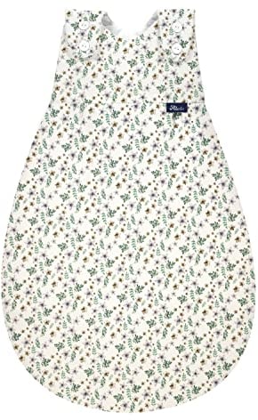 Alvi Baby-Mäxchen Außensack, Schlafsack mitwachsend, Baumwoll Schlafsack mit Strampelfreiheit, Babyschlafsack, Ganzjahresschlafsack (GOTS Petit Fleurs, 74/80)
