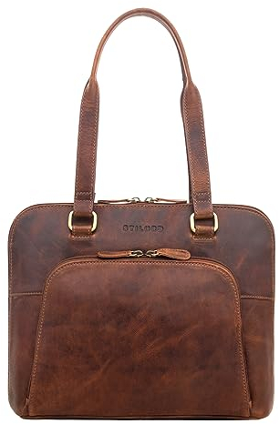 STILORD 'Hermione' Echt Leder Business-Tasche 13,3 Zoll Damen Elegant und Stilvoll Vintage Shopper für Büro, Notebook und Akten-Tasche Frauen Arbeitstasche Ledertasche, Farbe:prestige - braun