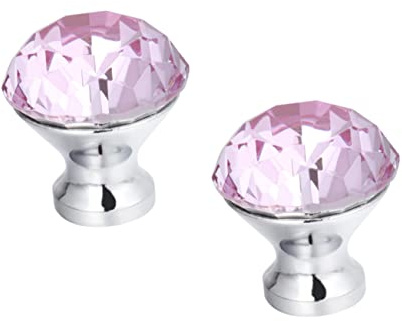Garneck Crystal Glass Door Knobs Diamond Door Knob Set of 2 Single Hole Cabinet Pull Handles for Wardrobe Drawer and Furniture 3.00 X 2.80 X 2.80 cm Home Hardware