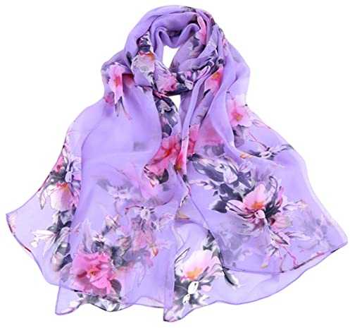 FAIRYGATE Tuch Damen Elegant Chiffon Stola Halstuch Seide Seidentuch Frauen Schals Drucken Langer Weicher Wickelschal Schal Strandschals Vintage Reiseschal A4908