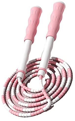Keenso Corda per Saltare Segmentata Corda per Saltare in Plastica PP Flessibile con Perline Districate Regolabile per Bambini (Rosa)