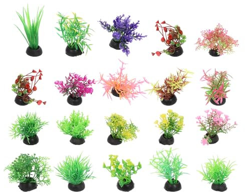 Ipetboom Lot de 20 plantes aquatiques pour aménagement paysager, plantes succulentes, terrarium, plantes artificielles d'aquarium, plantes artificielles en plastique, mini plantes aquatiques