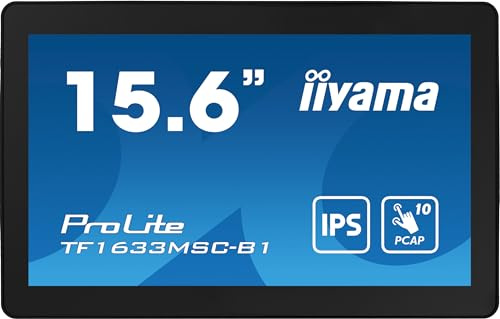 iiyama Prolite TF1633MSC-B1 Full-HD IPS Open Frame PCAP Touchscreen-Monitor | 39,5 cm, 15,6, 10 Punkt Multitouch, kapazitiv, HDMI, DP, USB2.0, Lautsprecher, IP54 (Front), VESA, schwarz