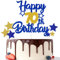 Gidobo 70th Birthday Cake Toppers, Blue Gold Glittery Cake Decorations with Stars, Seventy Years Old Birthday Party Supplies for Men and Women