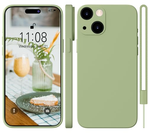 WXX für iPhone 15 Hülle Silikon Case, Dünn Slim mit Microfiber, Kratzfeste Rundumschutz Case Hülle für iPhone 15 6.1'' Matcha Grün