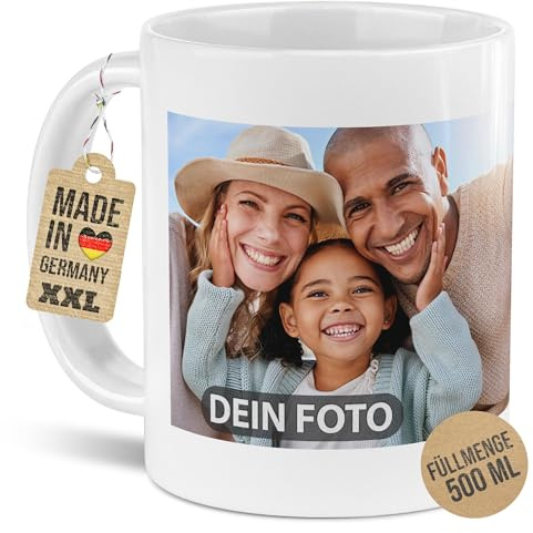 Print Royal PR XXL Tasse mit Foto selbst gestalten - Personalisierte Jumbotasse, Geschenk für Freunde und Familie zum Geburtstag, Weihnachten | Fotogeschenk, Basic-Druck 180 x 80 mm, 500 ml