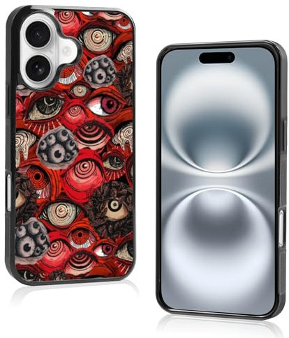 Onemiliayears Cool Red Eye Handyhülle, Trippy Gruseliger Horror-Augapfel Partten iPhone 16, rutschfestes Design und Stoßdämpfung, Handyhülle für Teenager-Mädchen, Jungen, Frauen und Männer (iPhone -