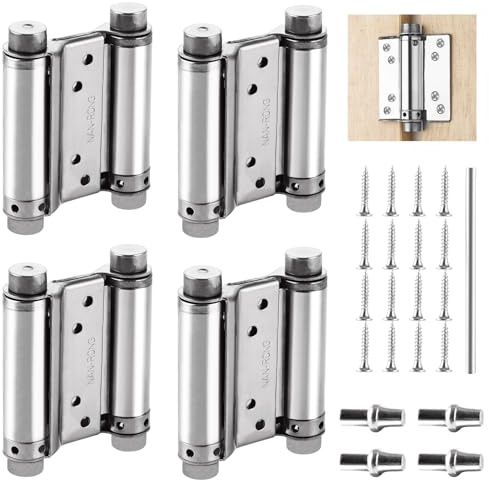 Oungy 4 cerniere per porta a battente in acciaio inox, 120 mm, chiusura automatica, 10 kg, cerniera a molla per porta a battente, porta basculante, bancone e porte in legno (3 pollici)
