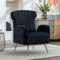 WASAGA Samt Wingback Dekorativen Stuhl mit Metallic Gold Beinen, Casual Single Sofa Gepolsterte Sessel für Wohnzimmer Schlafzimmer Büro Lesesessel Weich und Bequem Hohe Rückenlehne (Schwarz)