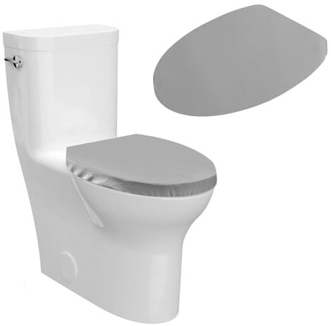 Funda para asiento de inodoro, con base elástica, para la mayoría de las tapas de inodoro, color gris