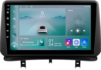 Ossuret Autoradio para Renault Clio 3 (2005-2014), 9 Zoll Android 13 Pantalla Táctil 2+32GB Navegación GPS con Carplay Android Auto WiFi Bluetooth USB Control del Volante