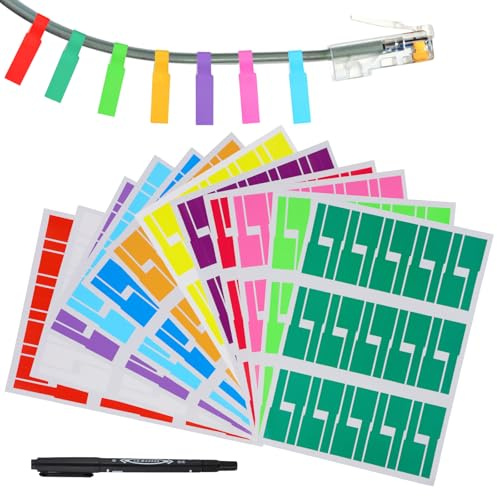 360 Stück Kabeletiketten Selbstklebend, 12 Farben Reißfest Kabelbeschriftung mit Markierstift, Wasserdicht Kabelmarkierung, Kabelkennzeichnung für Kabelmanagement und Organisation