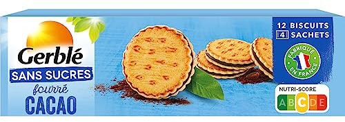 Gerblé Fourrés Cacao Sans Sucres, Sans huile de palme, 12 biscuits, 185 g, 199660