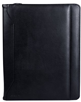 monolith 2000002945 – Tablet Konferenzmappe in schwarz, Schreibmappe in Leder-Optik, Dokumentenmappe inklusive DIN A4 Block