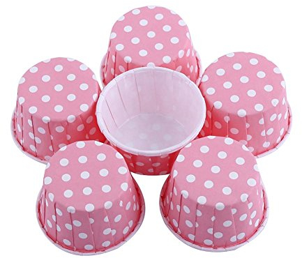 Lot de 100 caissettes de cuisson en papier sulfurisé pour muffins, 8 couleurs au choix (rose)