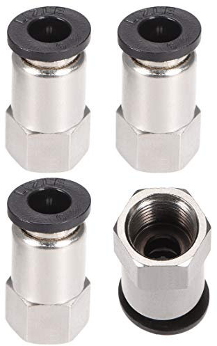 sourcing map Conector Manguera, Racor Neumatico Recto, Tubo de 6mm Diámetro Exterior x 1/8PT Hembra, Adaptador Manguera Tubo, Enchufe Rapido Neumatico, Tono Plateado 4 Piezas