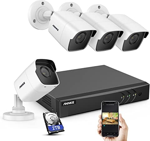 ANNKE 5MP Überwachungskamera Set mit 4 x 5MP Außen Überwachungskamera und 8CH 3K Lite H.265+ CCTV DVR Recorder, Personen- und Fahrzeugerkennung mit 2TB Festplatte EXIR Nachtsicht für Haus Sicherheit