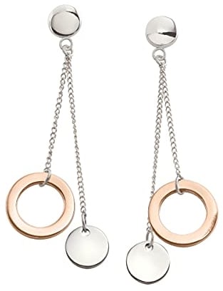 Boccia Damen Ohrstecker aus Titan in der Farbe Silber poliert, rosegoldplattiert, antiallergen, 05042-02