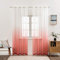 MIULEE Gardinen Transparent Vorhänge Farbverlauf Voile Sheer 2er Set Vorhang mit Ösen Dekoschal Fensterschal für Schlafzimmer und Wohnzimmer 175 cm x 140 cm(H x B) Weiß Rot