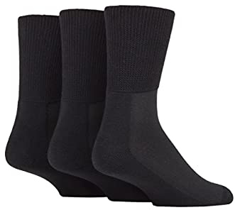 3 Pairs IOMI SockShop Extra Wide BAMBOO Diabetic Socks/Swollen (Black, 6– 8 ½ UK 39-42 EU)