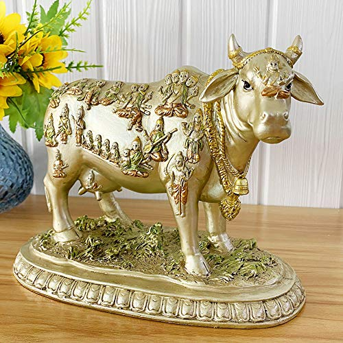 BangBangDa Hindu-Gott-Kamdhenu-Statue – Hinduismus Diwali Geschenke Wunscherfüllende Kuh Dekor Skulptur Indische Hochzeit Return Pooja Artikel