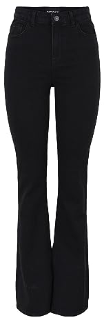 PIECES PCPEGGY Flared HW Jeans BL-VI Noos BC, Noir, L Femmes