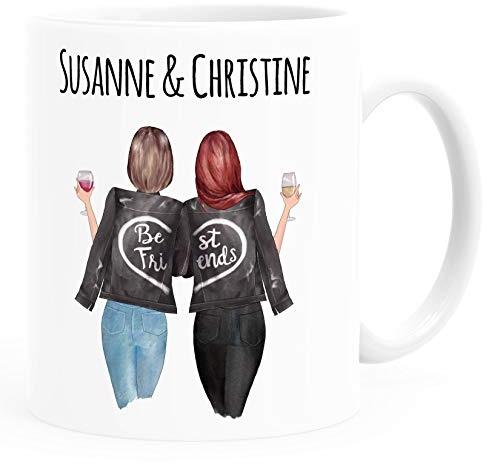SpecialMe® Tasse beste Freundin personalisierbar, anpassbares Geschenk Freundschaft Best Friends 2 Seiten weiß Keramik-Tasse