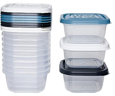 Kigima Mini-Gefrierdosen 12x0,3L quadratisch Bunt – Vorratsdosen mit Deckel luftdicht – Frischhaltedosen mit Deckel – Aufbewahrungsbox Küche für Mealprep & Organisation – Made in EU