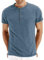 LBL Men's Fashion Casual Front Placket Short/Long Sleeve Henley T-Shirts Cotton Shirts Shirts 28 Light Blue XXL
