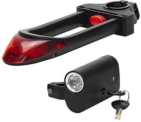 Multi-Function Bike Lock - Bicycle U Lock Headlight and Tail Light - Bike ULock with Key and LED Lights with Mounting Brackets - 3 in 1