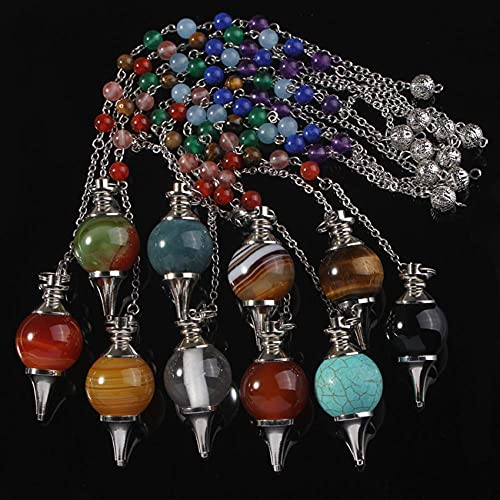 10 PCS Plaqué Argent Plaqué Natural Améthystes Rose Quartzs Tiger Eye Pierre Chakra Pendule pour Dowsing Pendentif Mode Bijoux