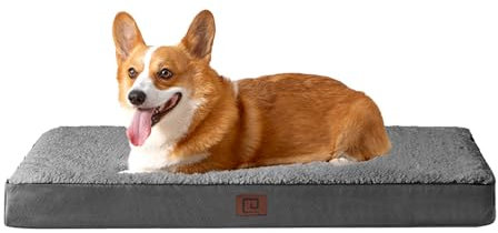 EHEYCIGA Orthopedic Dog Beds Large Mattress with Removable Washable Cover for Crate, Grey, 89x58x9cm