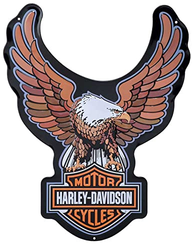 Harley-Davidson Blechschild, geprägt, Bar- und Schild, Adlerform, 39,4 x 50,8 cm