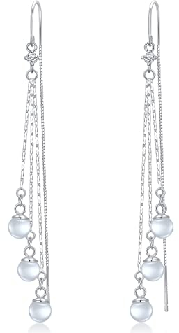 VONALA Durchzieher Ohrringe 925 Sterling Silber Einfädler Tropfen Ohrringe Hängend Quaste Schmuck Geschenke für Frauen Damen