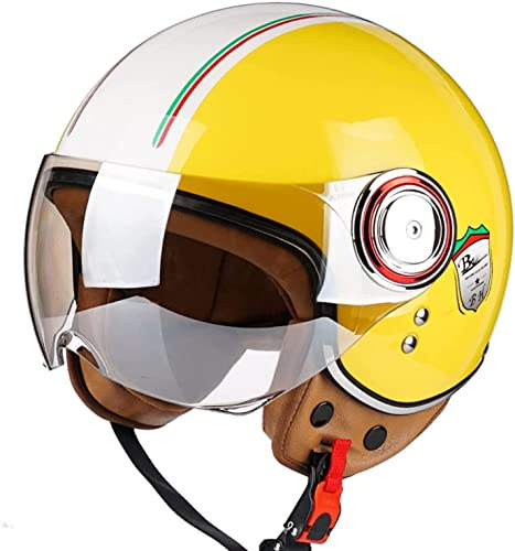 STTTBD Vespa-Helm mit offenem Gesicht, Herren und Damen, Motorrad, Roller, Halbgesichtshelm, Jet, Pilot, Motor, Retro, Chopper, Cruiser, Vintage-Mopedhelm, DOT/ECE-geprüft, für Kinder F,Medium