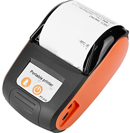 Imprimante de Reçus Thermique Portable, Imprimante de Factures sans Fil 58 Mm pour étiquettes, Reçus, Codes-barres, étiquettes et Bracelets, Bluetooth 4.0, Compatible avec Android, IOS et(orange)