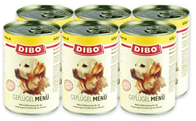 DIBO Menü Geflügel, 6 x 400g-Dose, Hundefutter, Nassfutterohne Konservierungsstoffe, Reine Fleischdosen aus frischem und natürlichem Fleisch Qualität