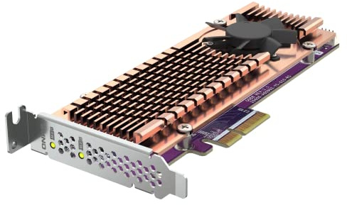 QNAP QM2-2P-344A Dual M.2 PCIe SSD Expansion Card, PCIe Gen3 x4, Supports Two M.2 2280/22110 SSDs, Low-Profile Bracket, Windows 10, Linux