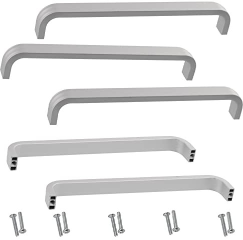 Aerzetix - C64321 - Set di 5 maniglie per mobili interasse 128mm - porte armadio cassetto decorazione interno arredamento cucina soggiorno assemblaggio - in alluminio - finitura: argento opaco