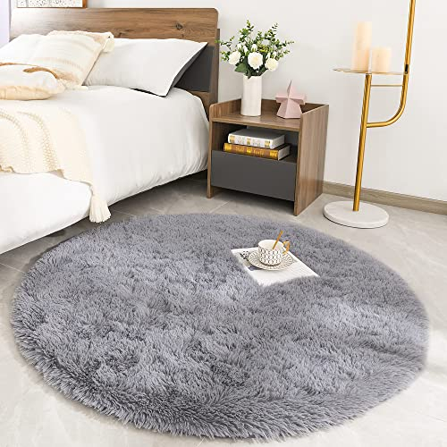 ROHATIM Hochflor Teppich Rund Wohnzimmer Super weich Shaggy Teppich Flauschiger,Soft Area Rug Schlafzimmer Teppiche Super weich Fluffy Kindermatte(grau,100 x 337 cm)