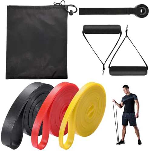 3 Pcs Elastici Fitness Resistenza di Livello 3 Elastico Fitness Ancoraggio Della Porta Banda Elastica Fitness Facile da Trasportare Utilizzata Per lo Yoga di Stretching Fisico di Allenamento Pilates