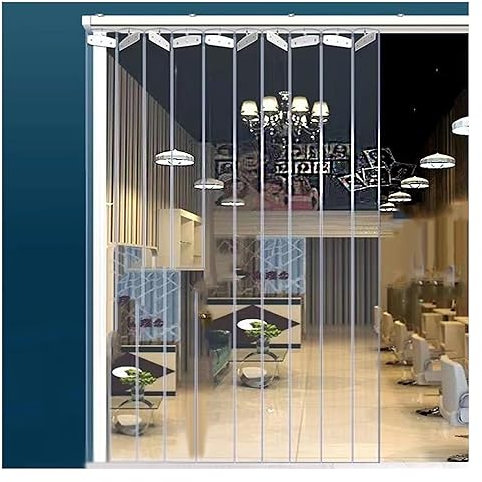 SYFXZZDS Cortina Puerta Tira PVC Corredera Plegable Transparente Impermeable Cortina Puerta Tiras de Plástico para Casa Mascotas, Depósito, Fábricas (Size : 90x200cm)